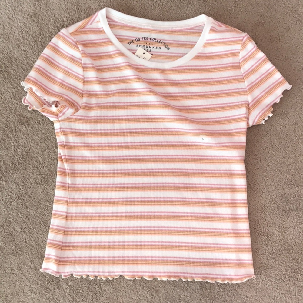 Aeropostale Striped Tee With Fringes